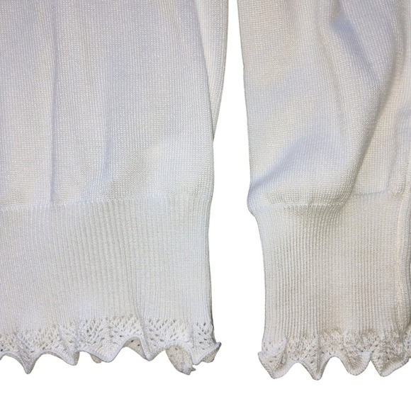 White Cardigan Sweater XXL Embellished Buttons Lace Trim V Neck Coquette Core - Picture 3 of 7